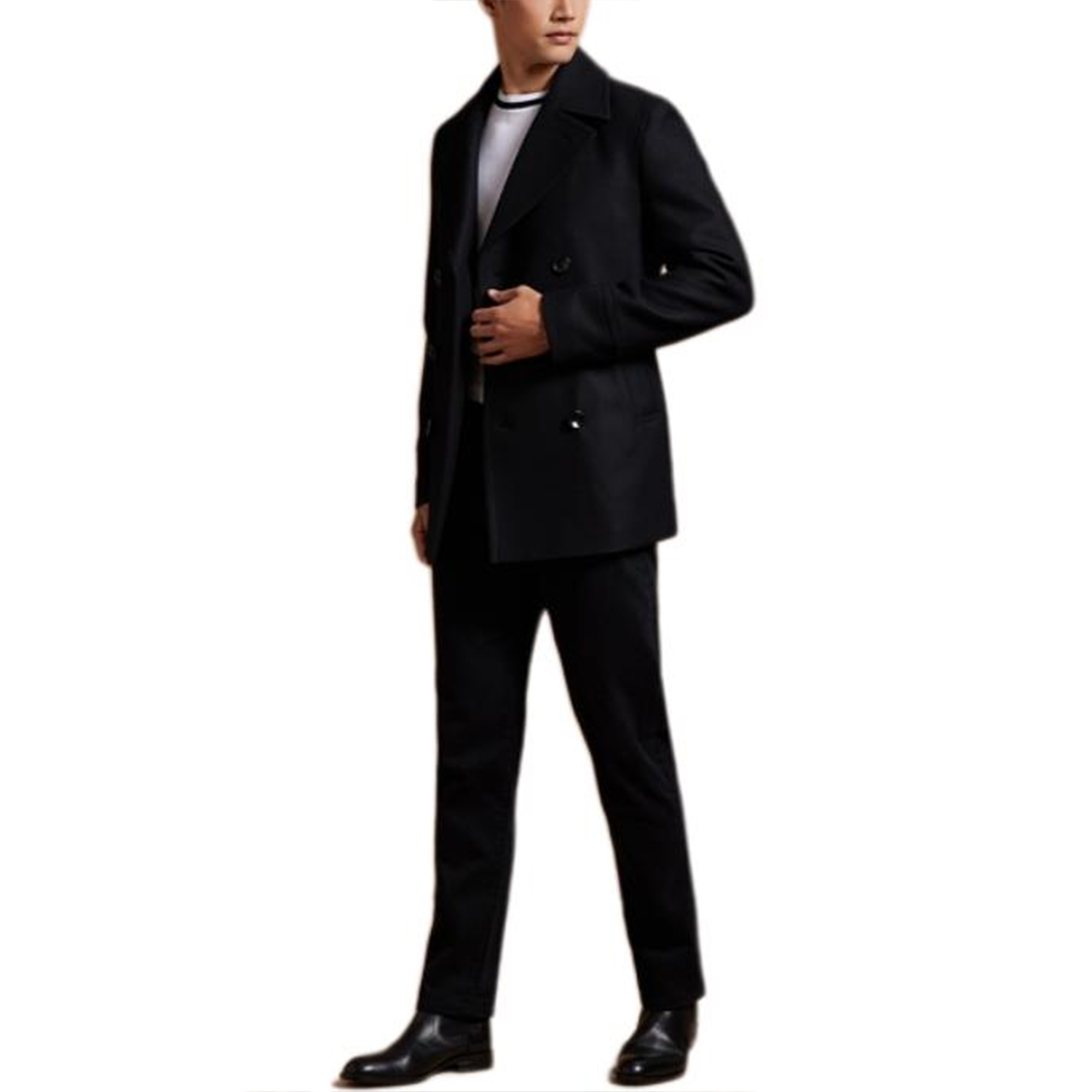 Sizing HUGO BOSS FW24 修身雙排扣大衣 黑色 50536826-001