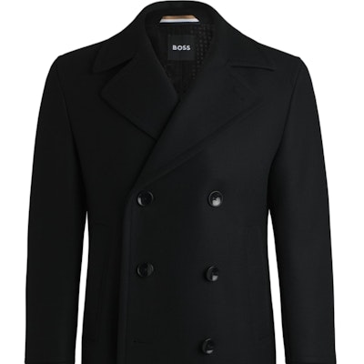 HUGO BOSS FW24 修身雙排扣大衣 黑色 50536826-001 Cheap HUGO BOSS FW24 修身雙排扣大衣 黑色 50536826-001