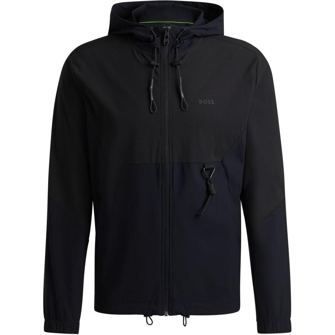 HUGO BOSS FW24 Black Solid Zip-Up Hoodie Long Sleeve Jacket 50519518-001