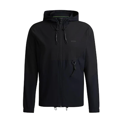 HUGO BOSS FW24 Black Solid Zip-Up Hoodie Long Sleeve Jacket 50519518-001