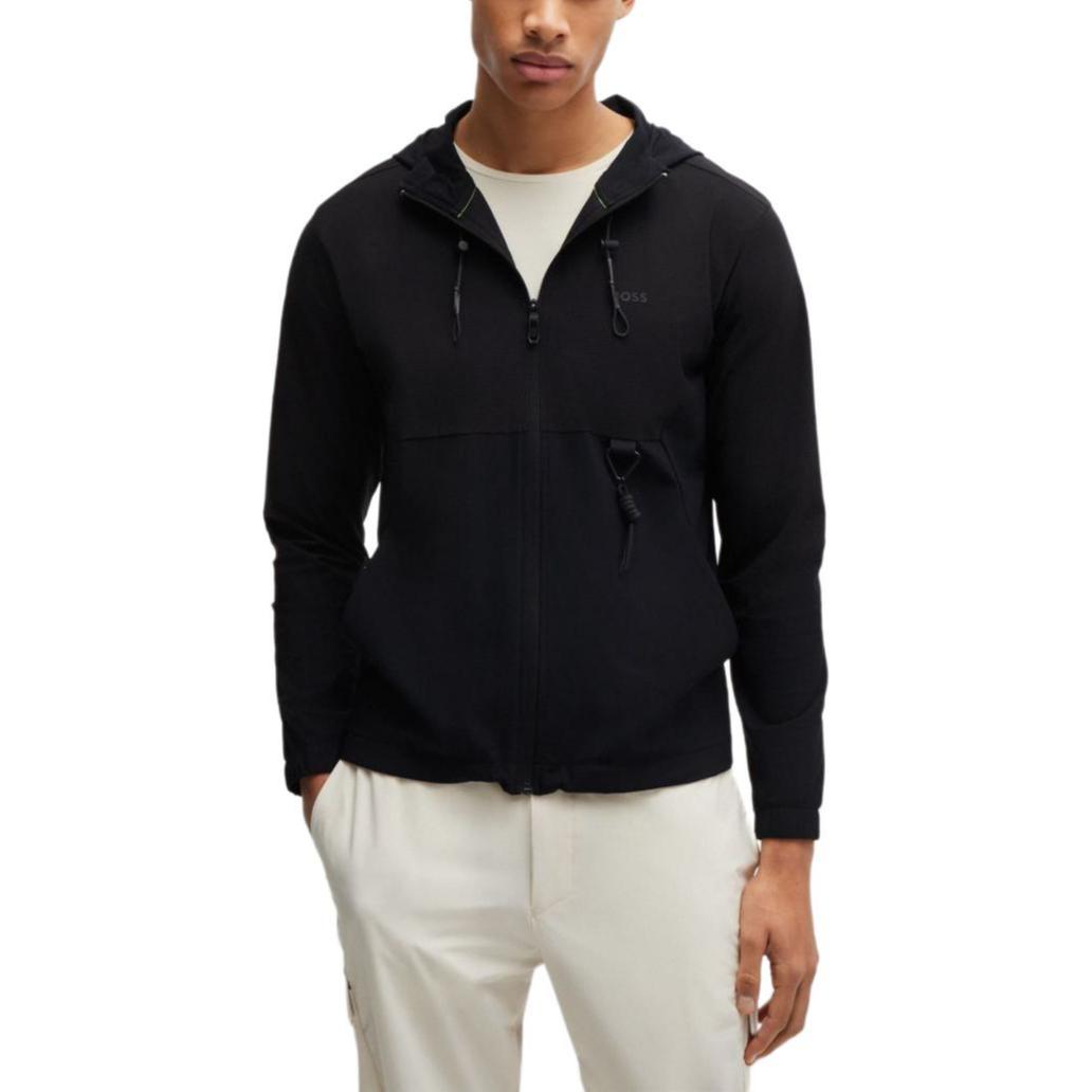 HUGO BOSS FW24 Black Solid Zip-Up Hoodie Long Sleeve Jacket 50519518-001 圖 4