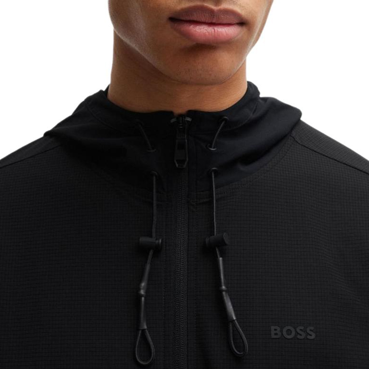 HUGO BOSS FW24 Black Solid Zip-Up Hoodie Long Sleeve Jacket 50519518-001 圖 6