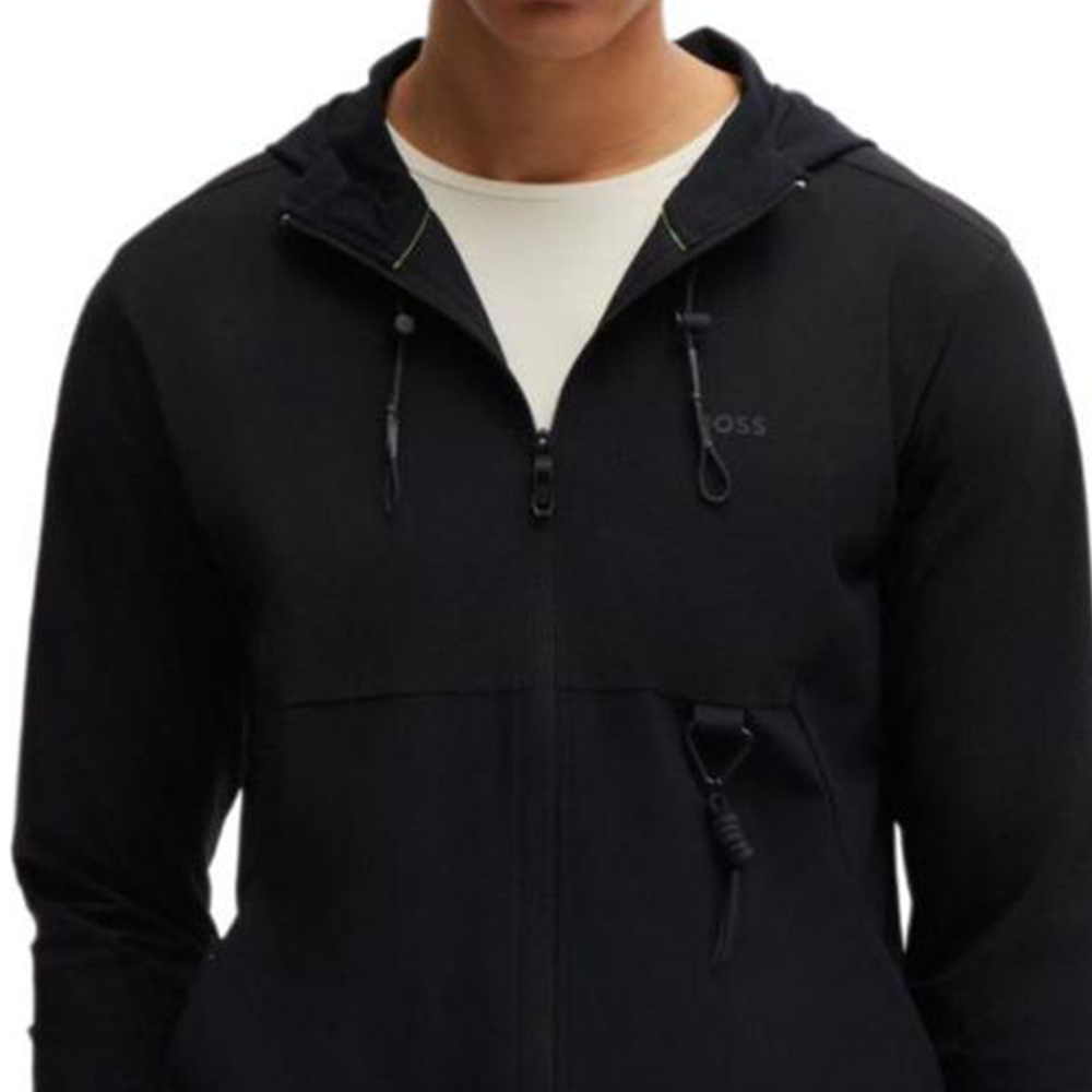 HUGO BOSS FW24 Black Solid Zip-Up Hoodie Long Sleeve Jacket 50519518-001 圖 7