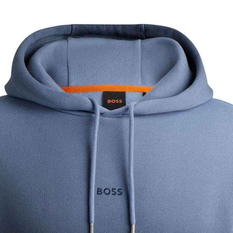 Shop HUGO BOSS FW24 漸變標誌印花寬鬆連帽衫 自然藍色 50520408-464
