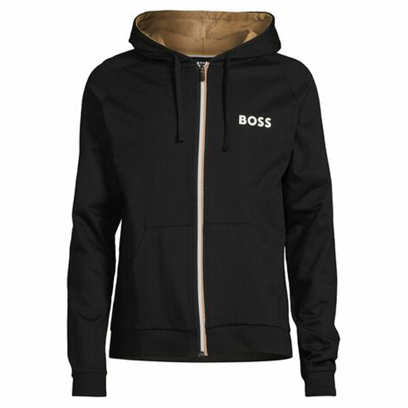 HUGO BOSS FW24 Logo Hooded Zip-Up Sweatshirt Black 50521773-001
