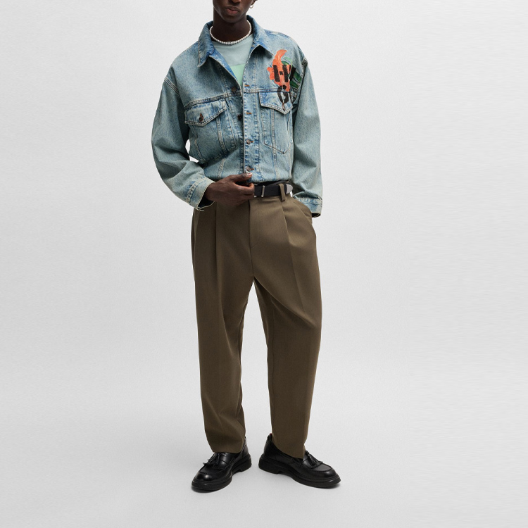 HUGO BOSS FW24 Logo Printed Denim Jacket Men’s Turquoise Blue. 50518013-445 圖 3