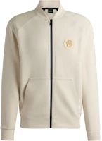 HUGO BOSS FW24 Natural White Zip-Up Jacket with Solid Logo Design 50521368-131 HUGO BOSS FW24 Natural White Zip-Up Jacket with Solid Logo Design 50521368-131