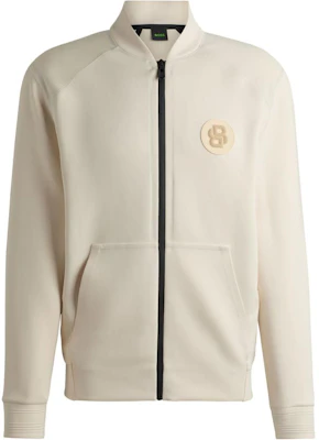 ヒューゴボス FW24 ナチュラルホワイト ジップアップジャケット ロゴデザイン 50521368-131 Order ヒューゴボス FW24 ナチュラルホワイト ジップアップジャケット ロゴデザイン 50521368-131