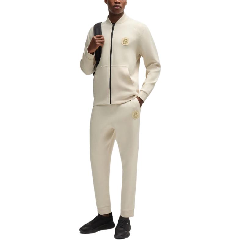 Lookbook ヒューゴボス FW24 ナチュラルホワイト ジップアップジャケット ロゴデザイン 50521368-131