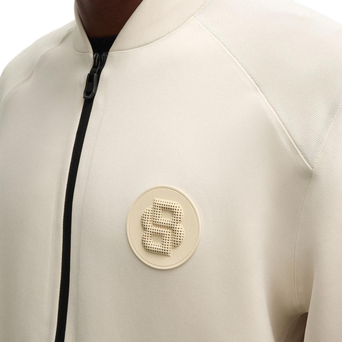 Details for ヒューゴボス FW24 ナチュラルホワイト ジップアップジャケット ロゴデザイン 50521368-131