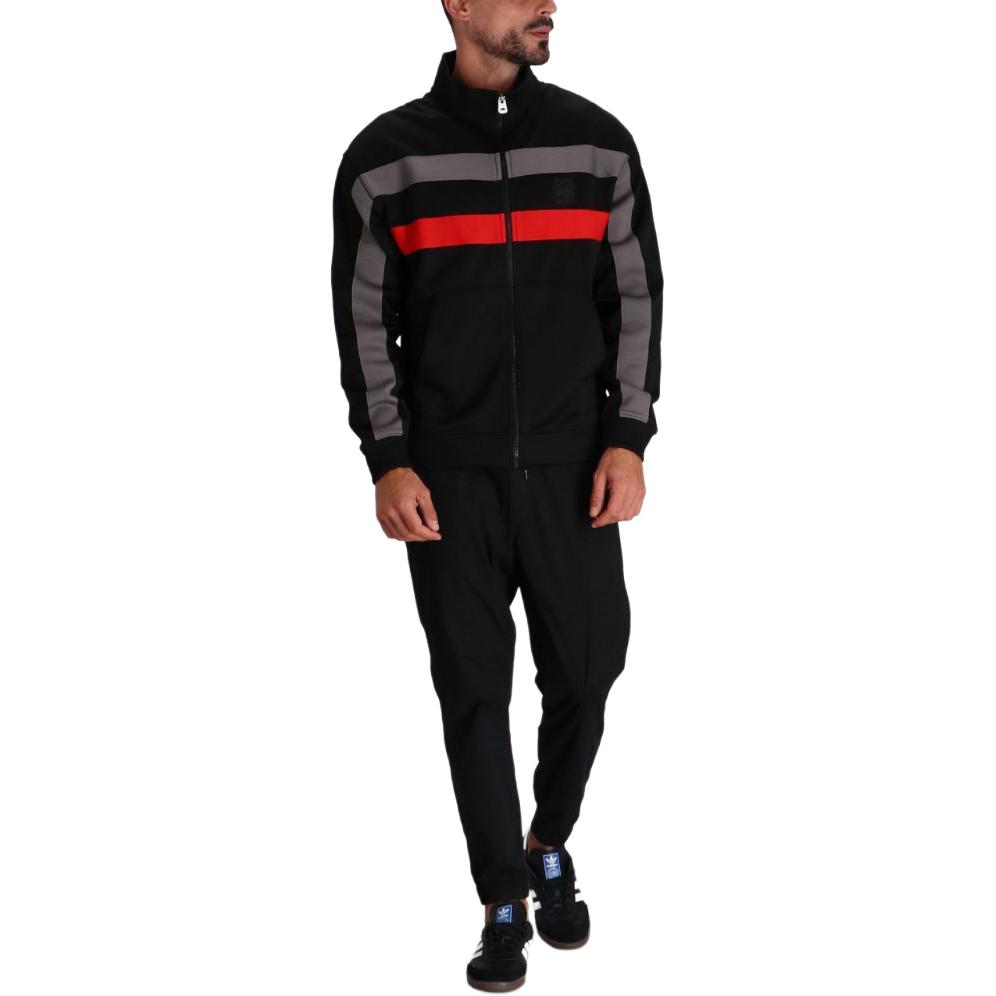 Shop HUGO BOSS FW24 條紋標誌高領長袖外套 黑色 男裝 50530052-001