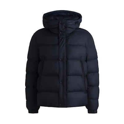 HUGO BOSS FW24 Unisex Solid Color Logo Patch Down Jacket - Dark Blue. 50532114-404