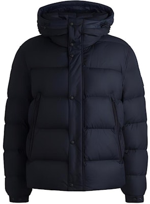 HUGO BOSS FW24 Unisex Solid Color Logo Patch Down Jacket - Dark Blue. 50532114-404 Order HUGO BOSS FW24 Unisex Solid Color Logo Patch Down Jacket - Dark Blue. 50532114-404