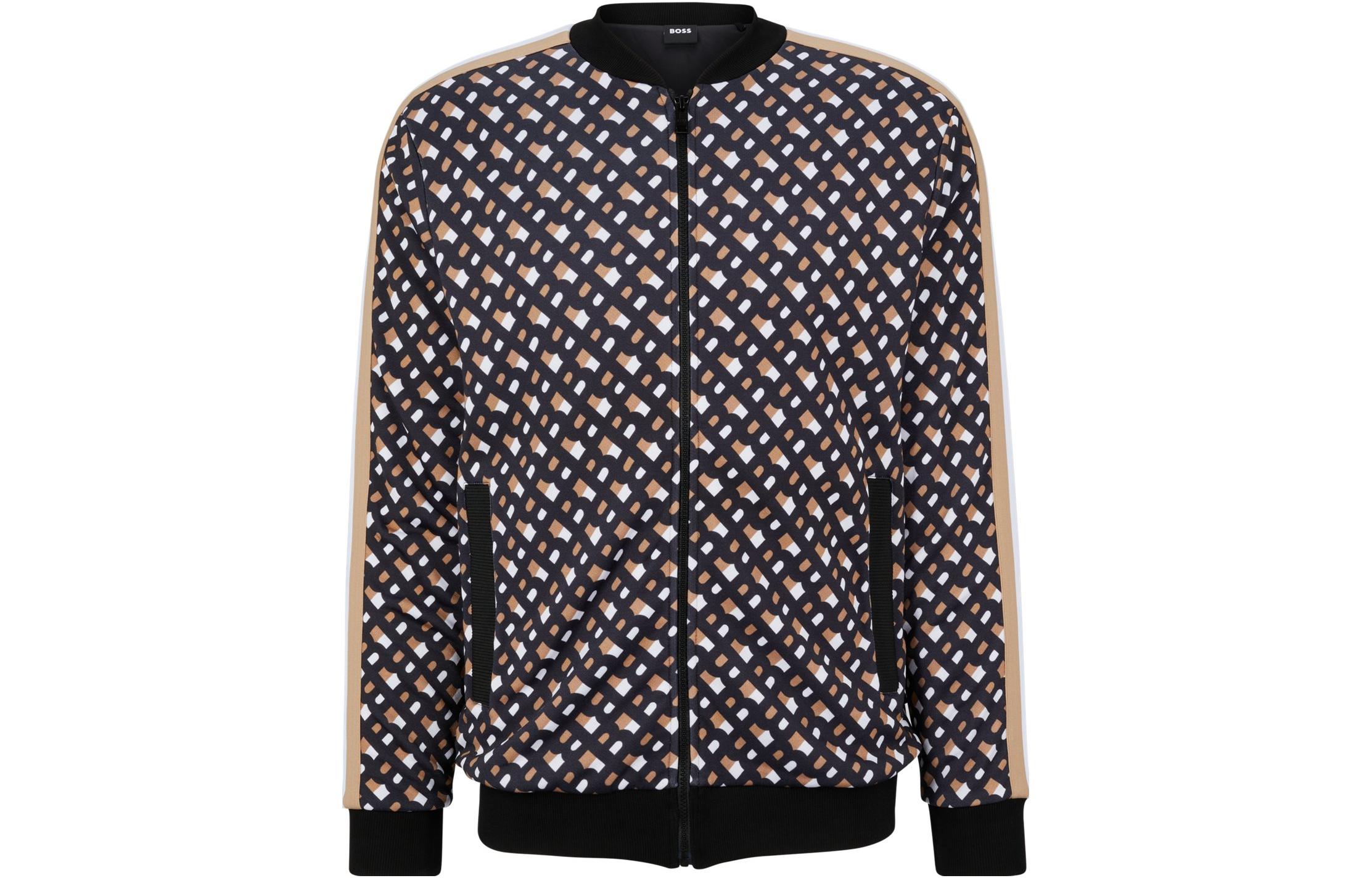 HUGO BOSS Geometric Print Full-Zip Sweatshirt Brown 50485581-001