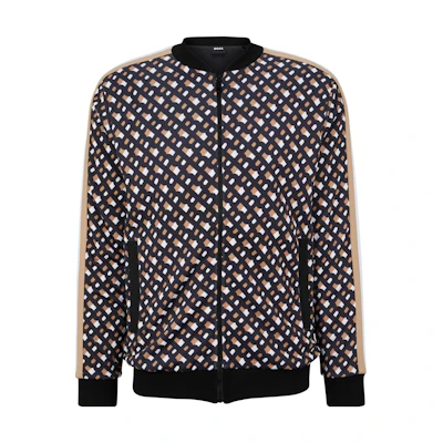 HUGO BOSS Geometric Print Full-Zip Sweatshirt Brown 50485581-001