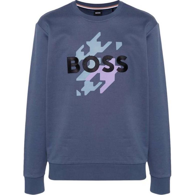 HUGO BOSS Graphic Print Crewneck Relaxed Fit Sweatshirt Men’s Blue 50521117-412