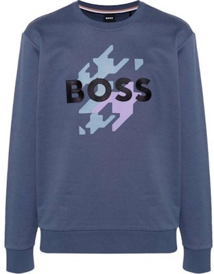 HUGO BOSS 男士藍色寬鬆版圖案印花圓領長袖上衣 50521117-412 Buy HUGO BOSS 男士藍色寬鬆版圖案印花圓領長袖上衣 50521117-412