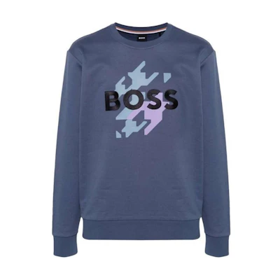 HUGO BOSS Graphic Print Crewneck Relaxed Fit Sweatshirt Men’s Blue 50521117-412