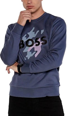 HUGO BOSS 男士藍色寬鬆版圖案印花圓領長袖上衣 50521117-412 Shop HUGO BOSS 男士藍色寬鬆版圖案印花圓領長袖上衣 50521117-412