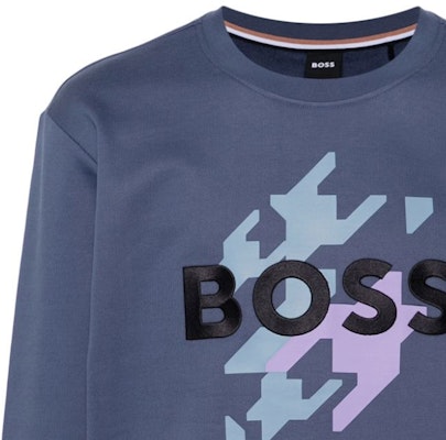 HUGO BOSS 男士藍色寬鬆版圖案印花圓領長袖上衣 50521117-412 Sizing HUGO BOSS 男士藍色寬鬆版圖案印花圓領長袖上衣 50521117-412