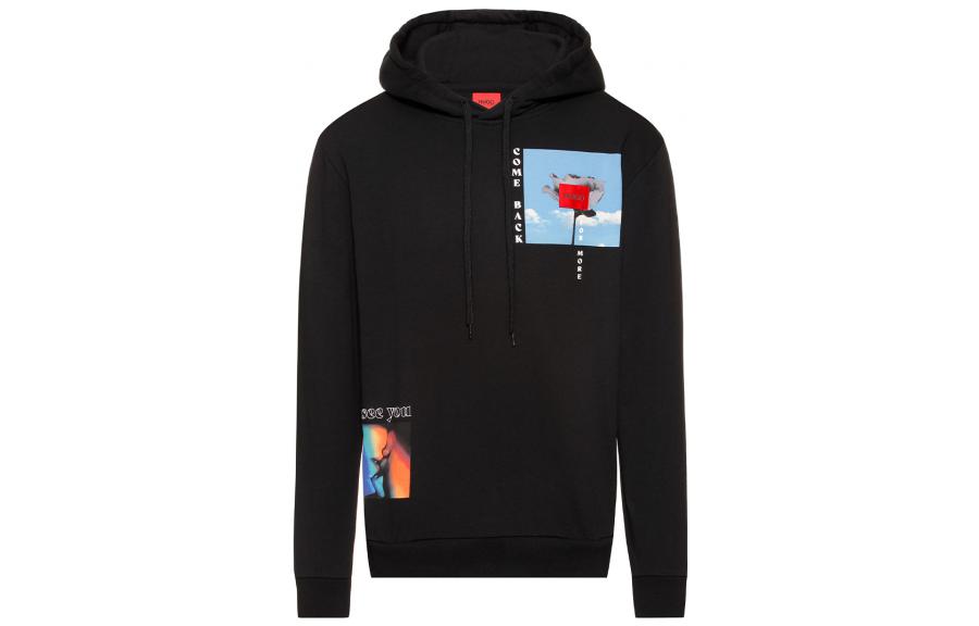 HUGO BOSS Graphic Print Pullover Hoodie Black 50457083-001