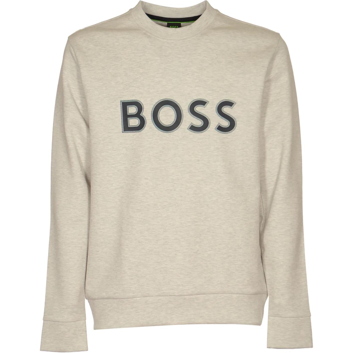 HUGO BOSS Gray Logo Print Crewneck Casual Long-Sleeve Sweatshirt 50504748-057