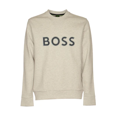 HUGO BOSS Gray Logo Print Crewneck Casual Long-Sleeve Sweatshirt 50504748-057
