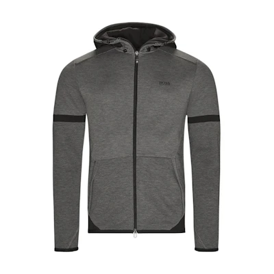 HUGO BOSS Gray Patchwork Zip-Up Hoodie Jacket Long Sleeve 50390019-031