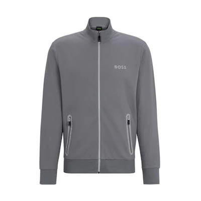 HUGO BOSS Gray Zipper High Collar Lettering Sweatshirt Long Sleeve 50509864-036