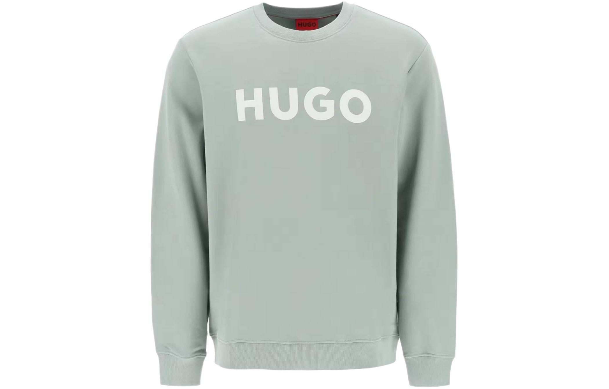 HUGO BOSS Green Crewneck Long Sleeve Sweatshirt with Letter Print 50477328-330