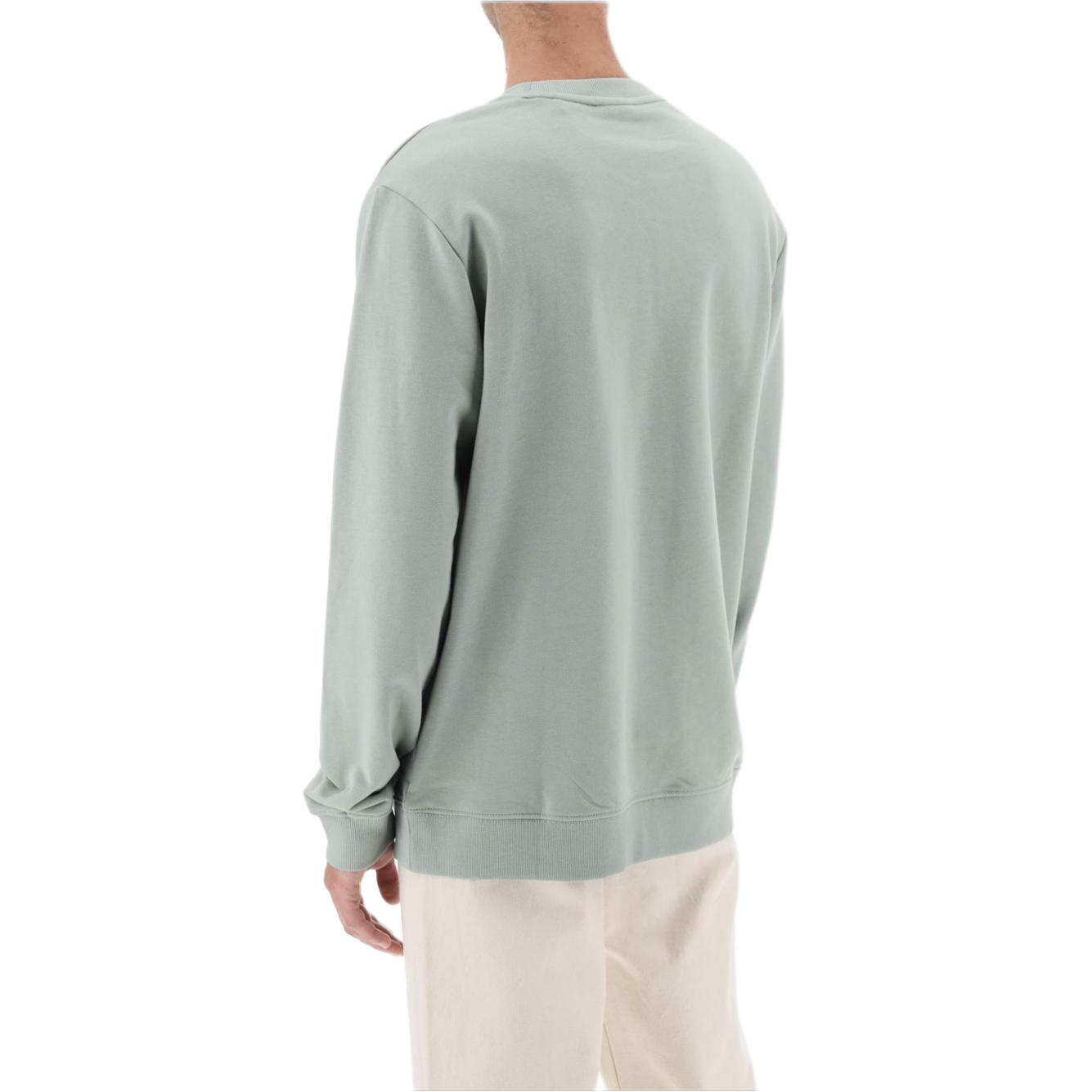 Shop HUGO BOSS 綠色圓領長袖字母印花運動衫 50477328-330