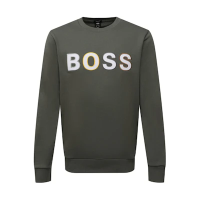 HUGO BOSS Green Crewneck Sweatshirt with Logo Letter Print 50462618-360