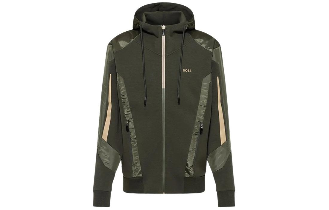 HUGO BOSS Green Fitted Hoodie Jacket with Logo 50504895-379