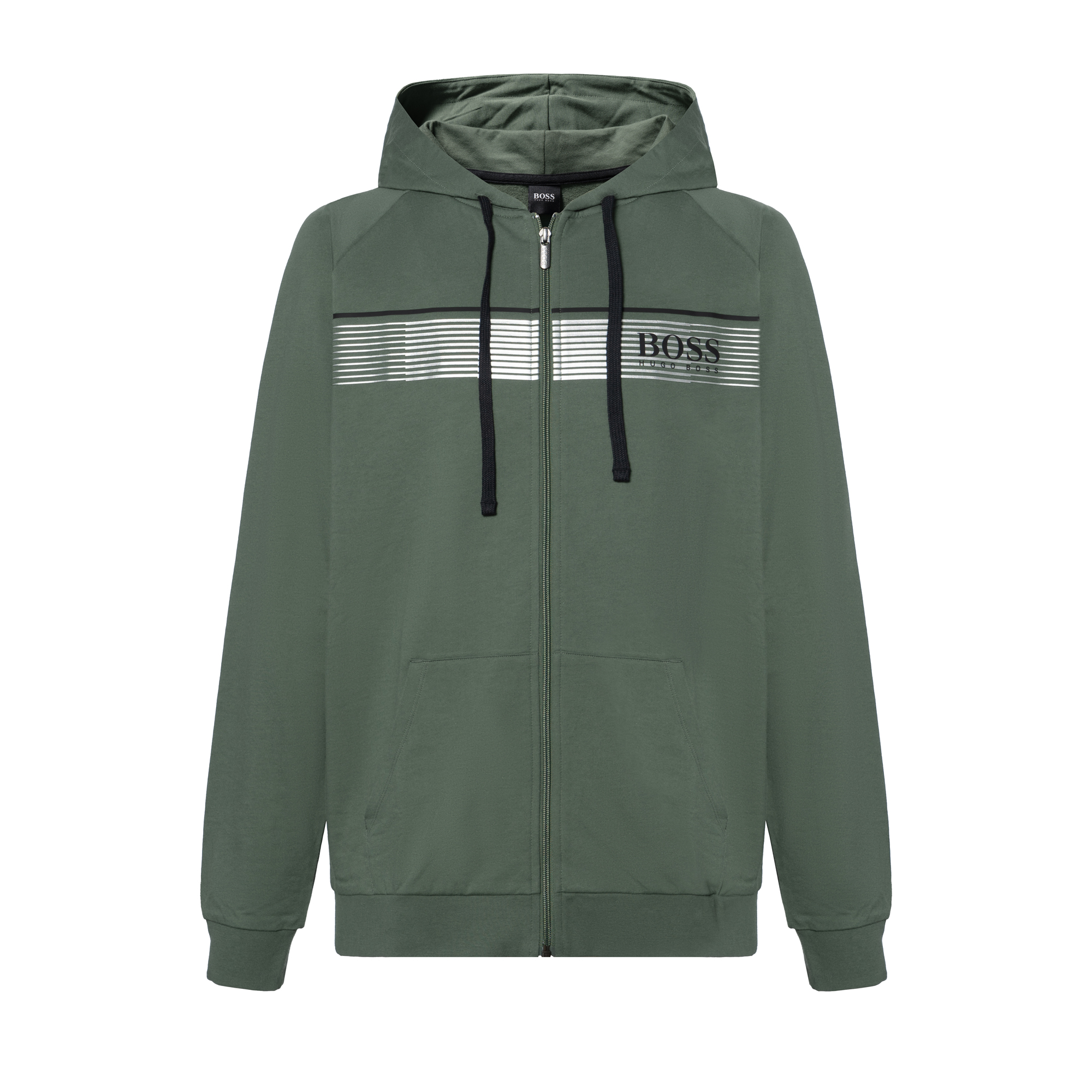 HUGO BOSS Green Hoodie Jacket with Logo Letter Stripe Design 50464887-331