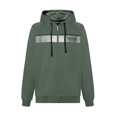 HUGO BOSS Green Hoodie Jacket with Logo Letter Stripe Design 50464887-331