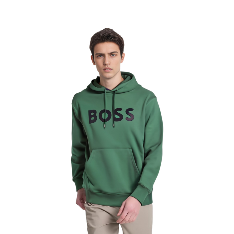 HUGO BOSS Green Hoodie with Logo Print Long Sleeve Pullover 50496661-348 圖 4