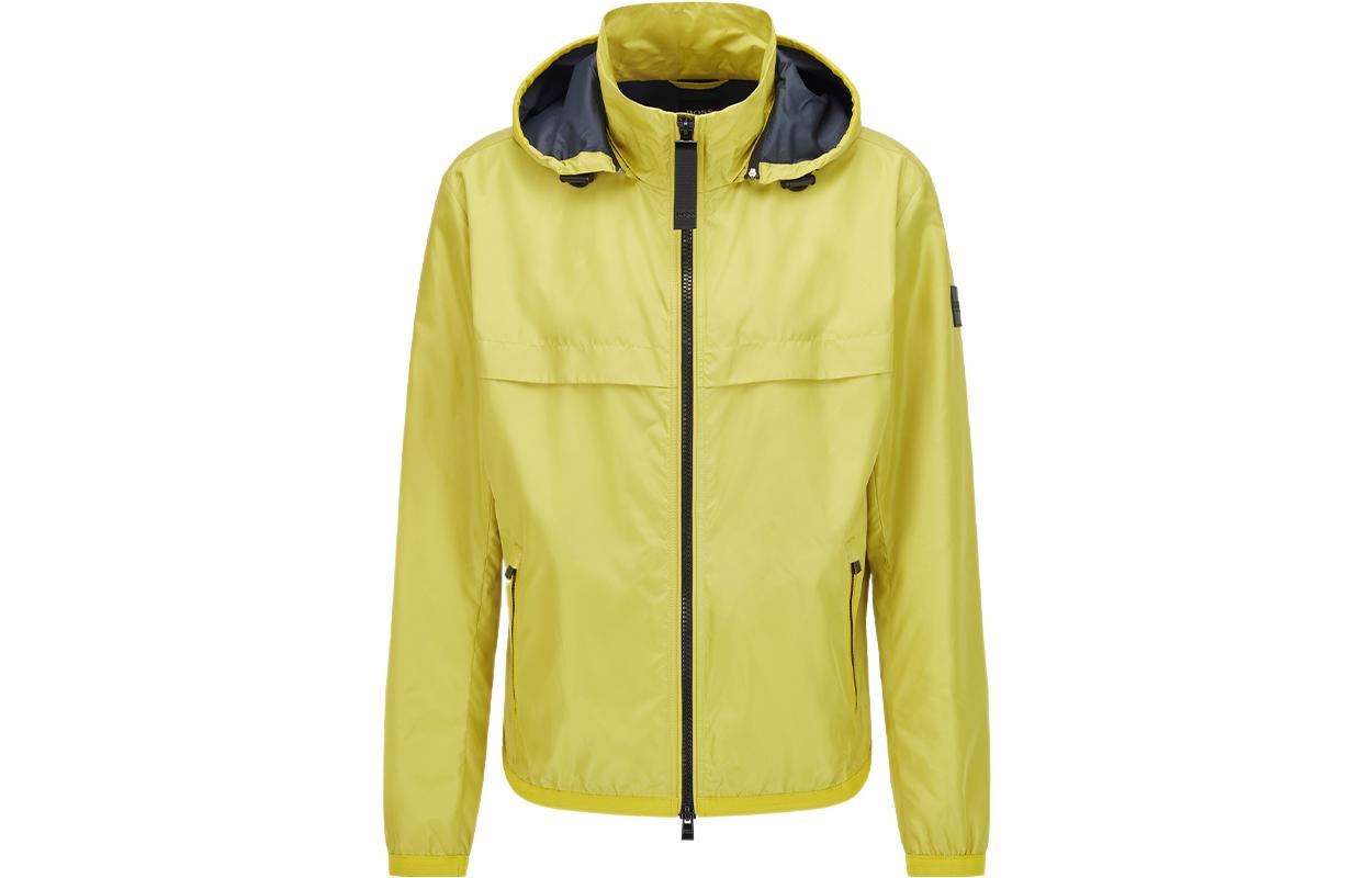 Buy 雨果博斯绿色夹克，可拆卸帽，纯色设计 50465191-321