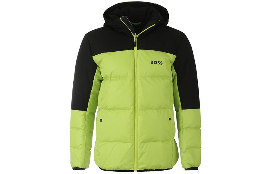 Order HUGO BOSS 綠色 SS24 螢光綠標印花連帽羽絨外套。 50497558-327