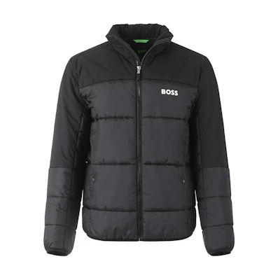 HUGO BOSS Green SS24 Colorblock Logo Print Casual Cotton Jacket Black Men. 50497559-001
