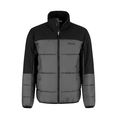 HUGO BOSS Green SS24 Colorblock Logo Print Cotton Jacket Men’s Dark Grey 50497559-027