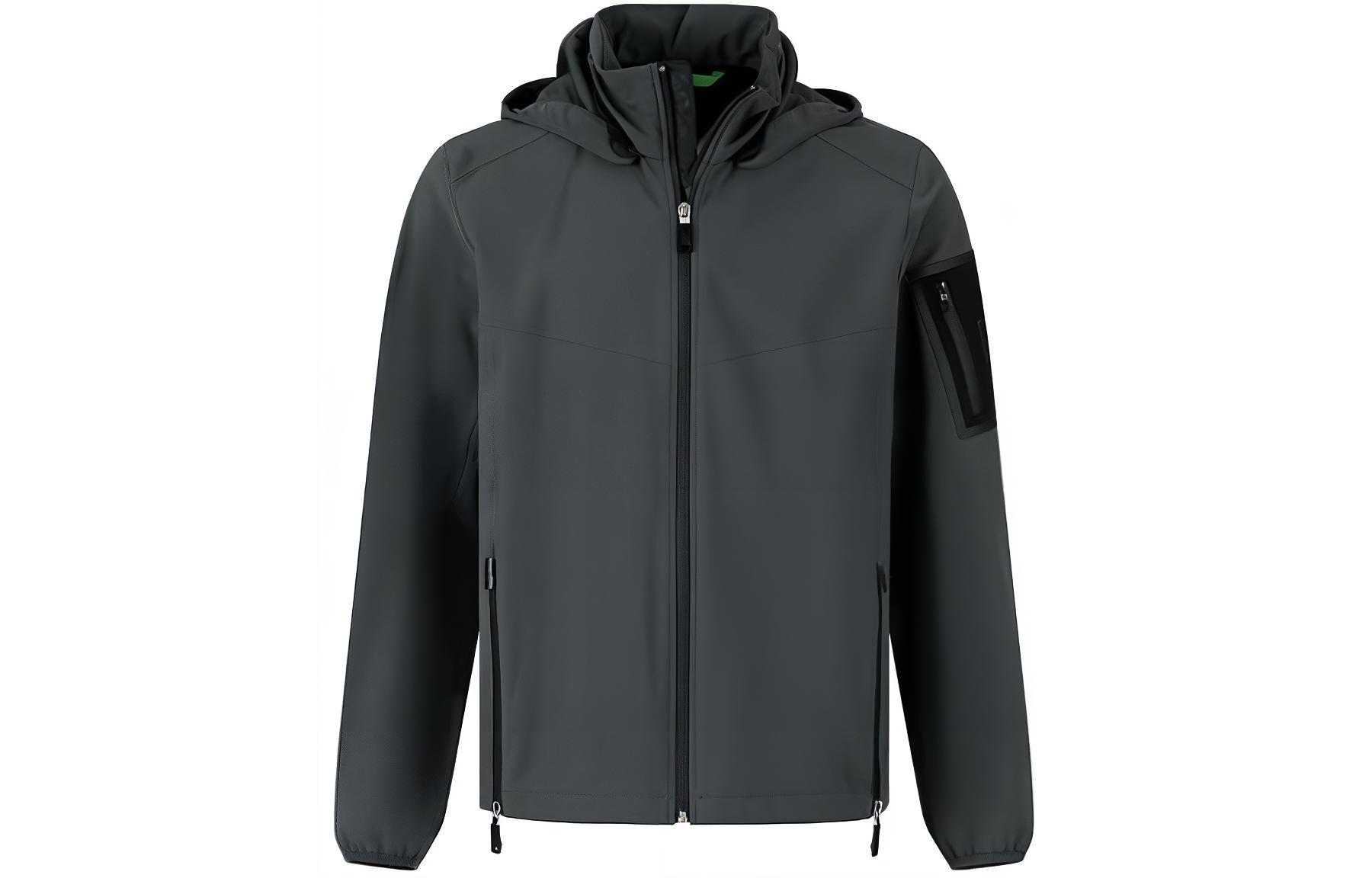 HUGO BOSS Green SS24 Grey Water-Resistant Jacket with Detachable Hood Men’s 50501447-027