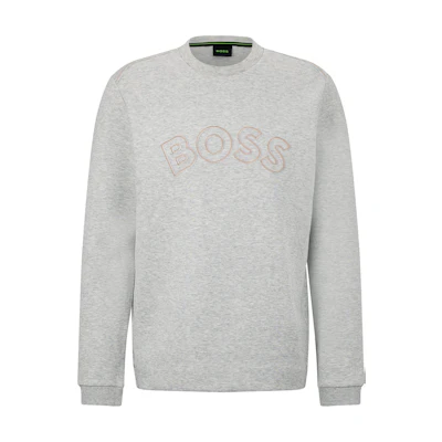 HUGO BOSS Grey Crewneck Logo Print Slim-Fit Long Sleeve Sweatshirt 50484159-059