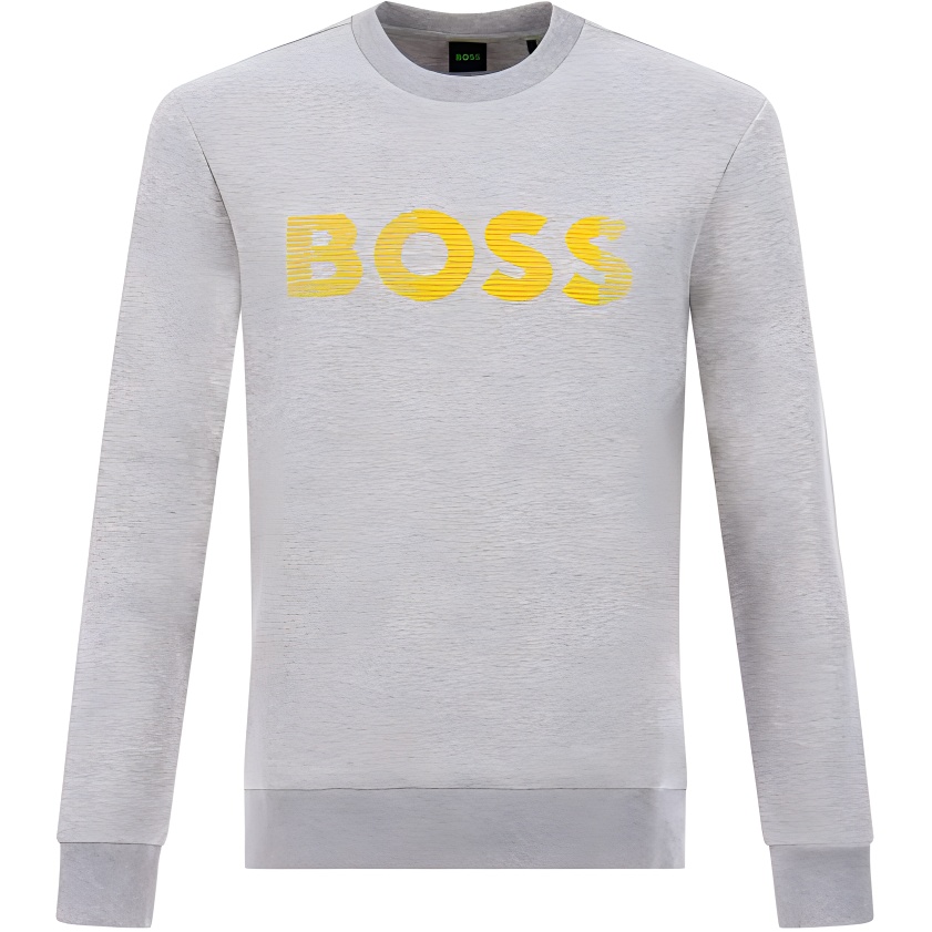 HUGO BOSS Grey Crewneck Sweatshirt with Logo Print 50493511-057