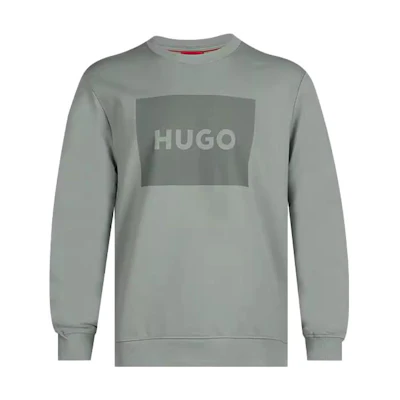 HUGO BOSS Grey Loose-Fit Crewneck Letter Print Long-Sleeve Sweatshirt 50467944-330