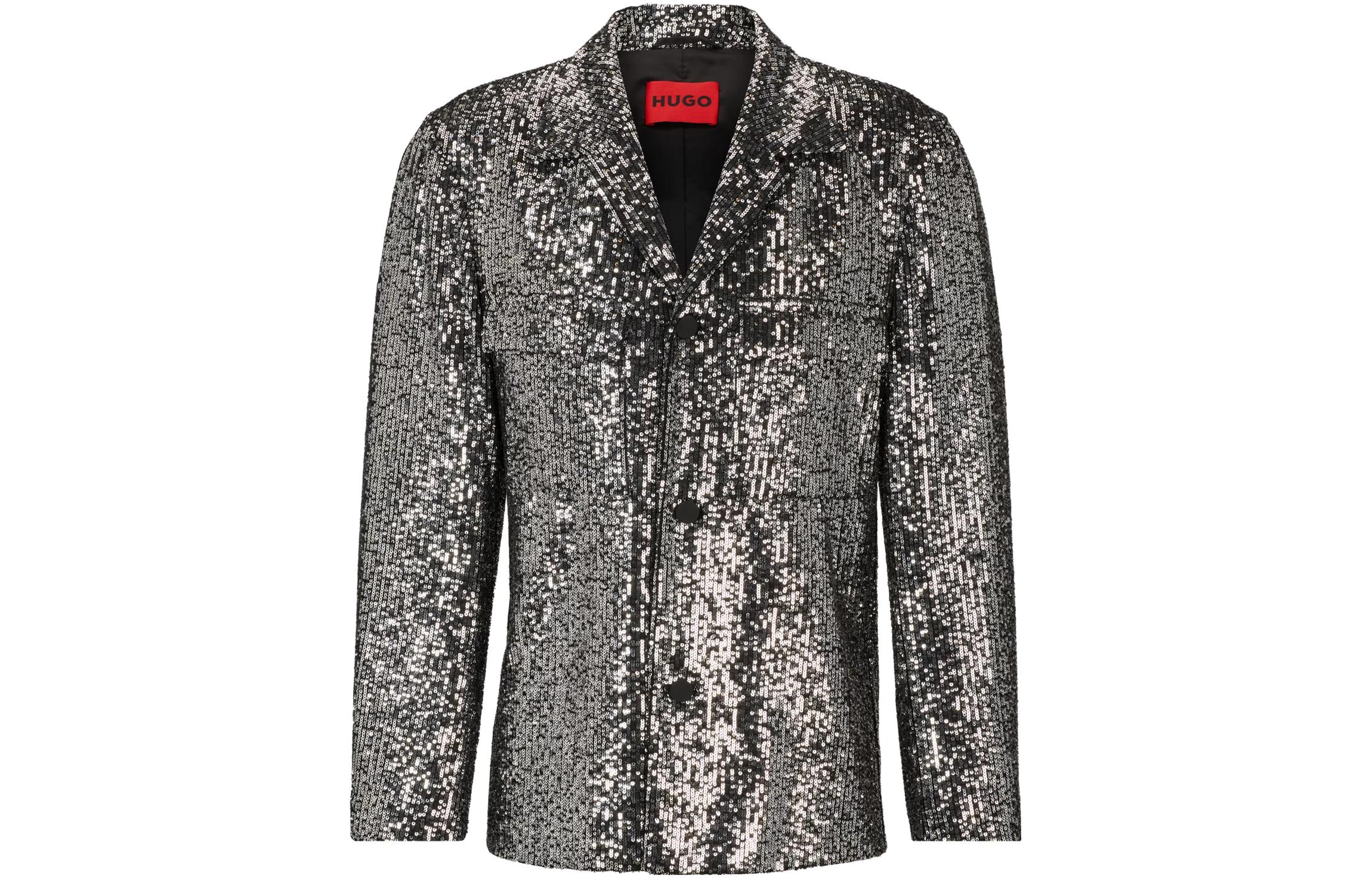 HUGO BOSS Grey Sequin Casual Button-Up Jacket 50497029-040