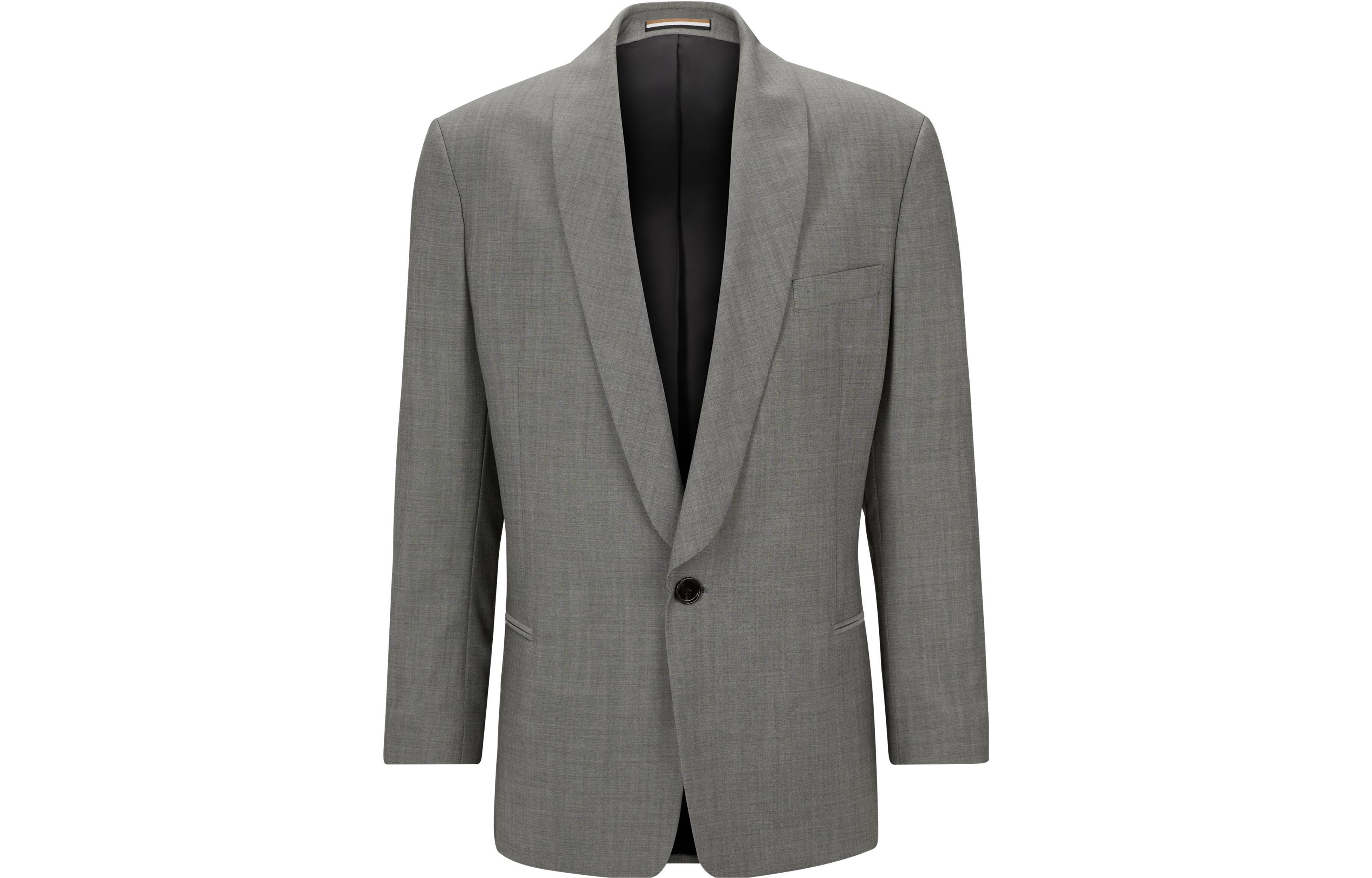 Order HUGO BOSS Jaket Abu-Abu Single-Breasted Solid Lapel 50504085-003