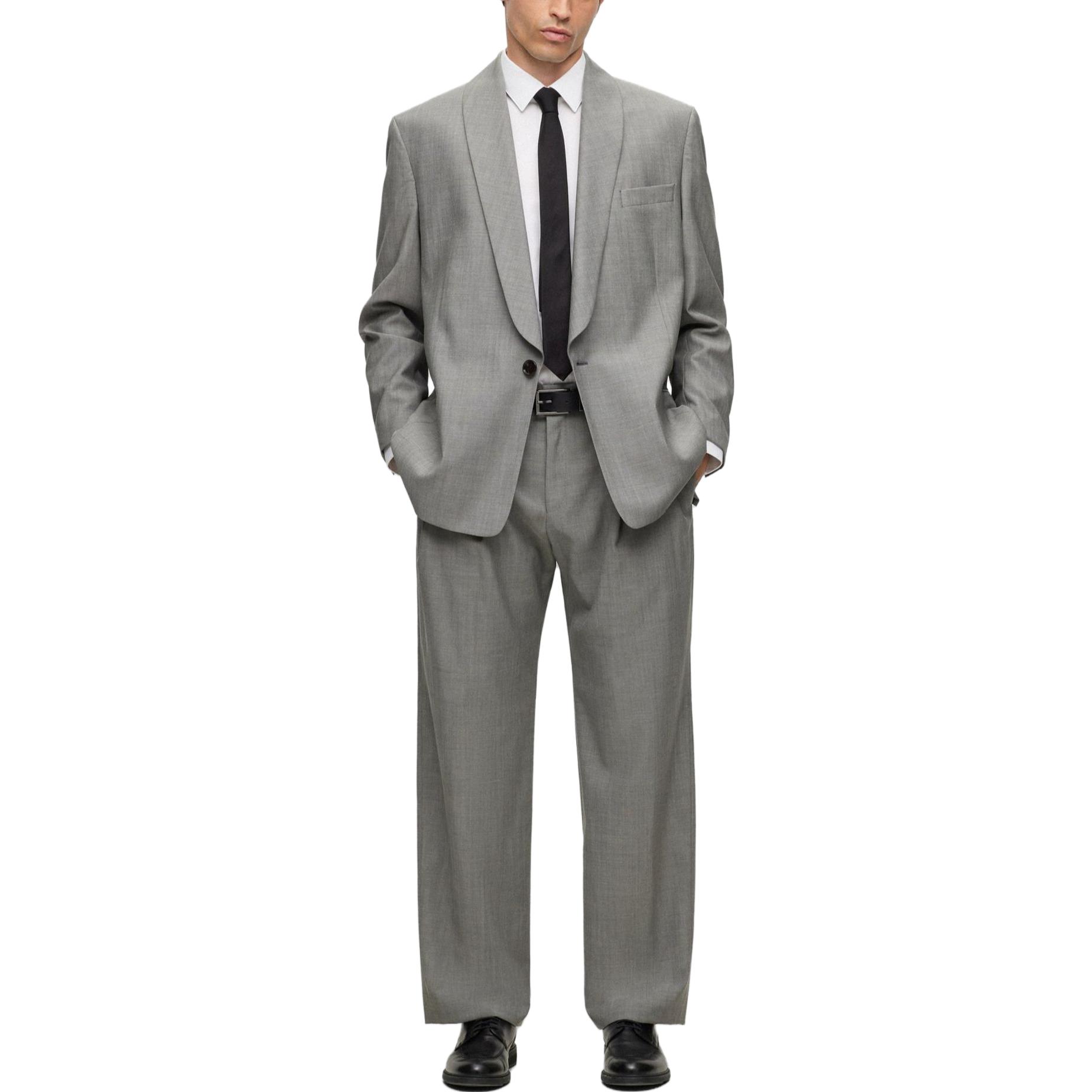 Lookbook HUGO BOSS Jaket Abu-Abu Single-Breasted Solid Lapel 50504085-003