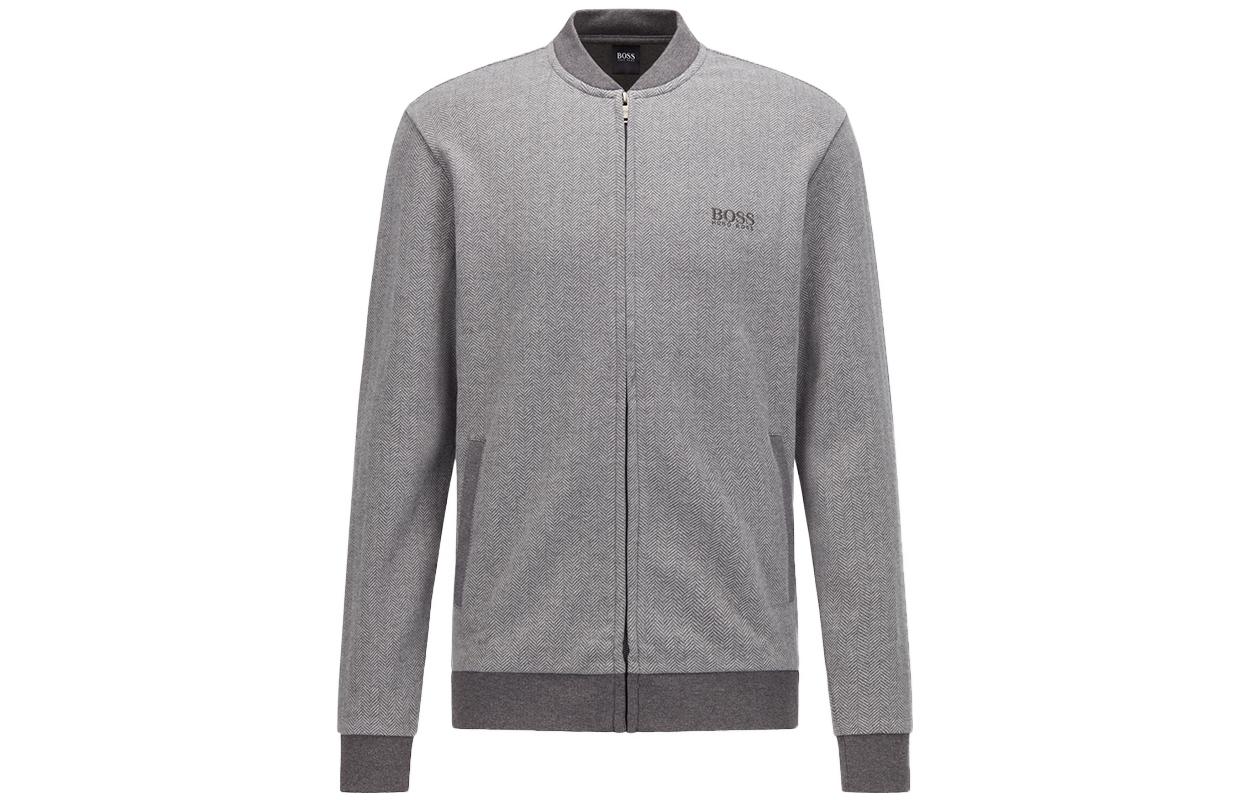 HUGO BOSS Herringbone Jacquard Logo Jacket - Gray 50464481-036