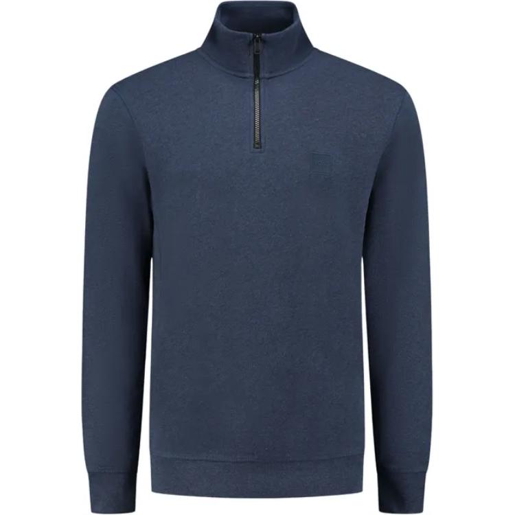 HUGO BOSS High-Neck Pullover Sweatshirt Solid Logo Blue 50468926-418