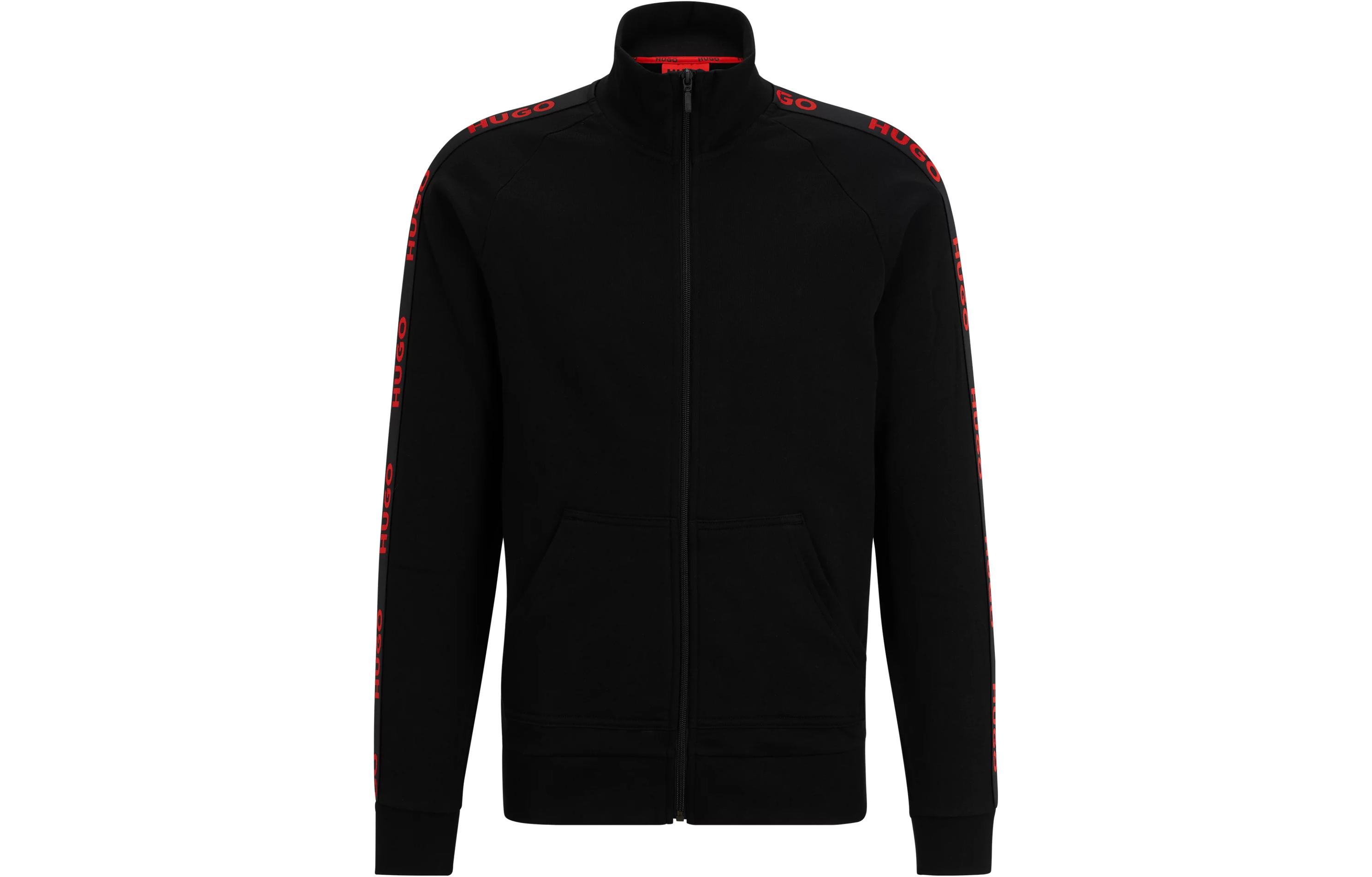 HUGO BOSS High-Neck Zip Letter Print Jacket Black 50496985-001